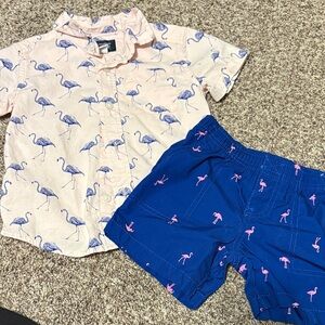 The Children's Place Flamingo Print Kids Matching Set - Pink and Blue